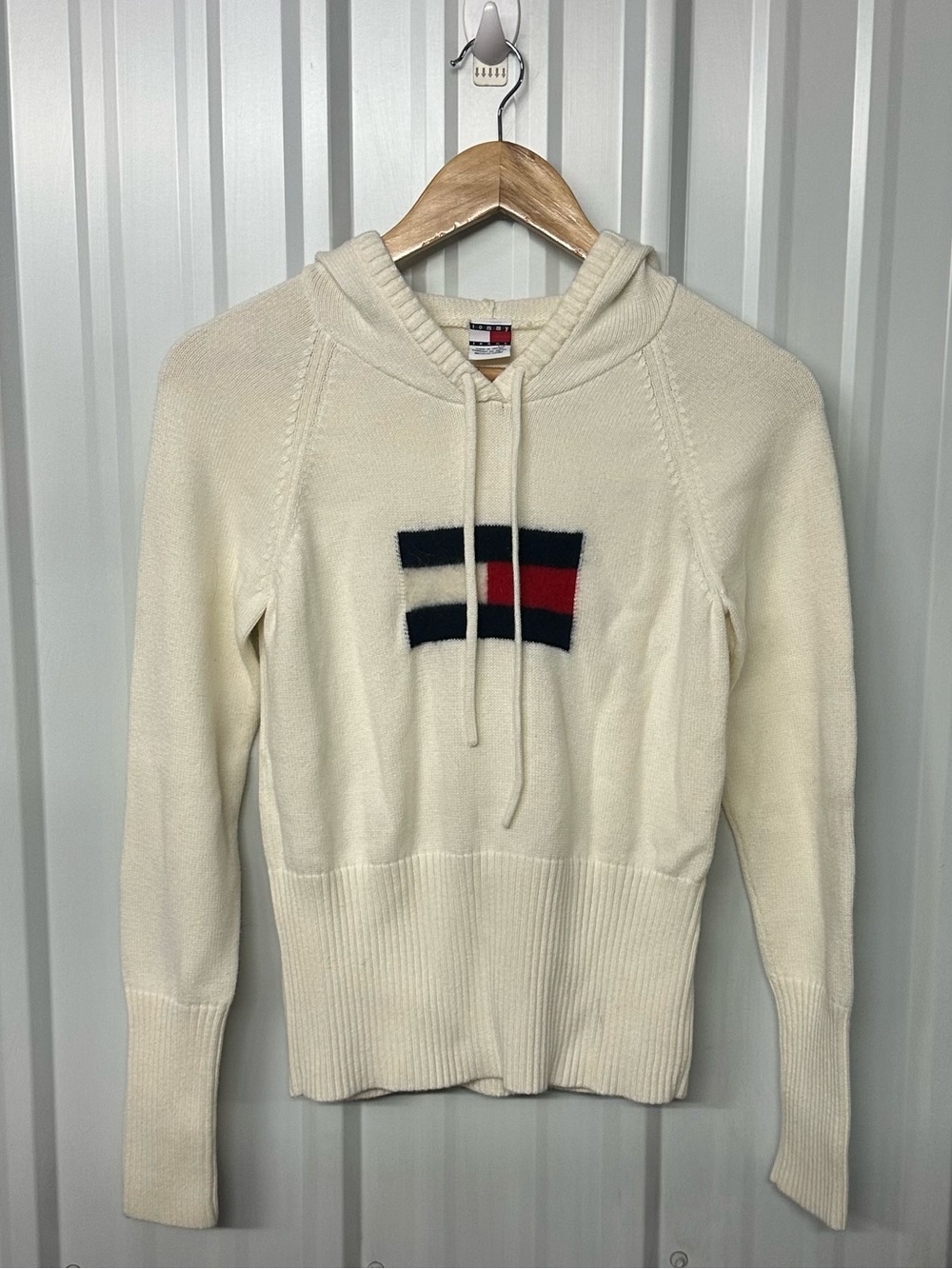 Vintage Tommy Jeans Knit Hoodie Sweater Y2K Preppy 90s Retro Americana